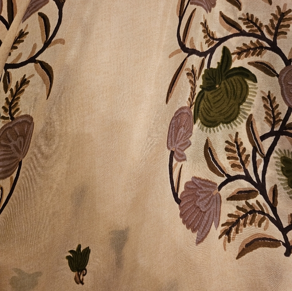 Ritu Kumar Label Floral Beige Dress aso Kareena Kapoor XS Green Silk Maxi - Picture 9 of 10